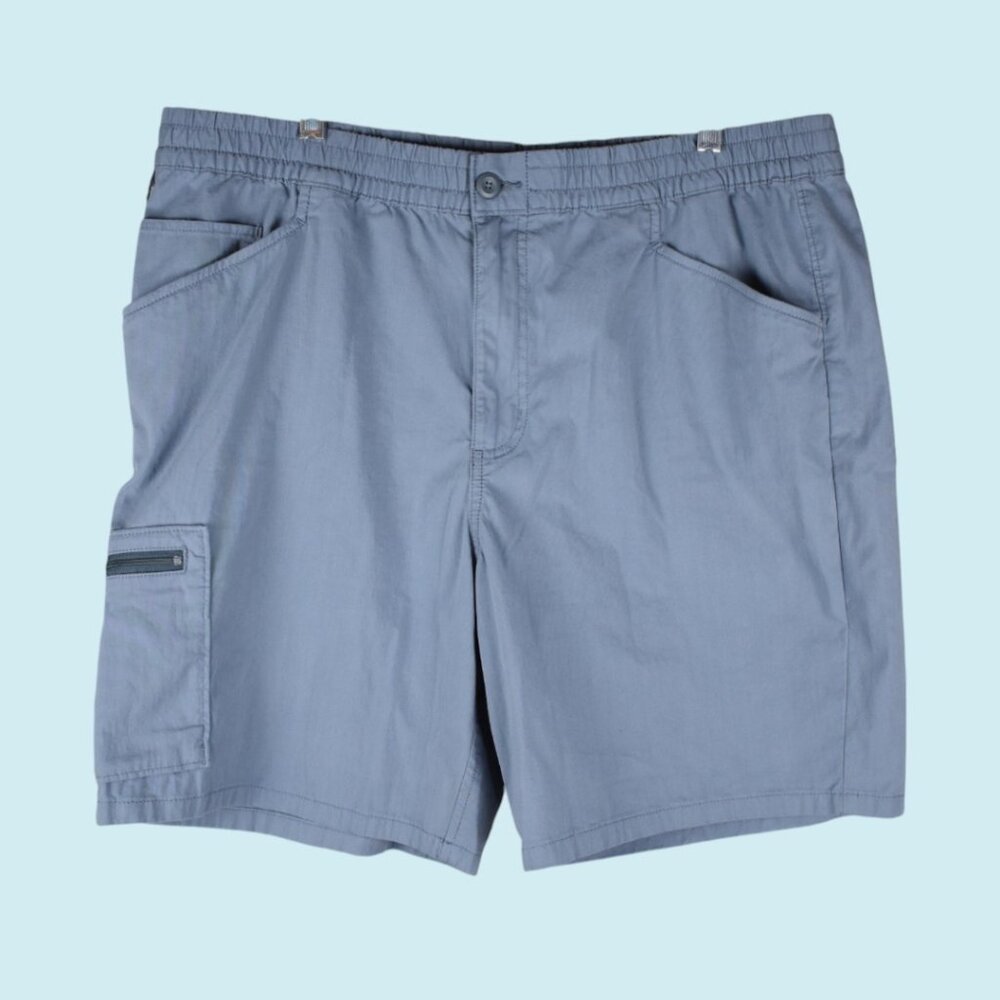 Patagonia Shorts Men's XL Nomader Blue Gray Cargo Pocket Mid Rise elastic waist